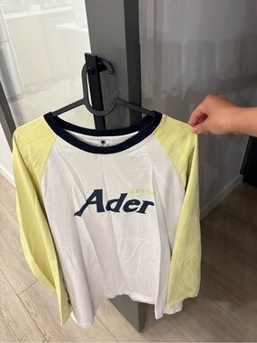 Unisex Ader Error Long Sleeve Shirt in Yellow and White